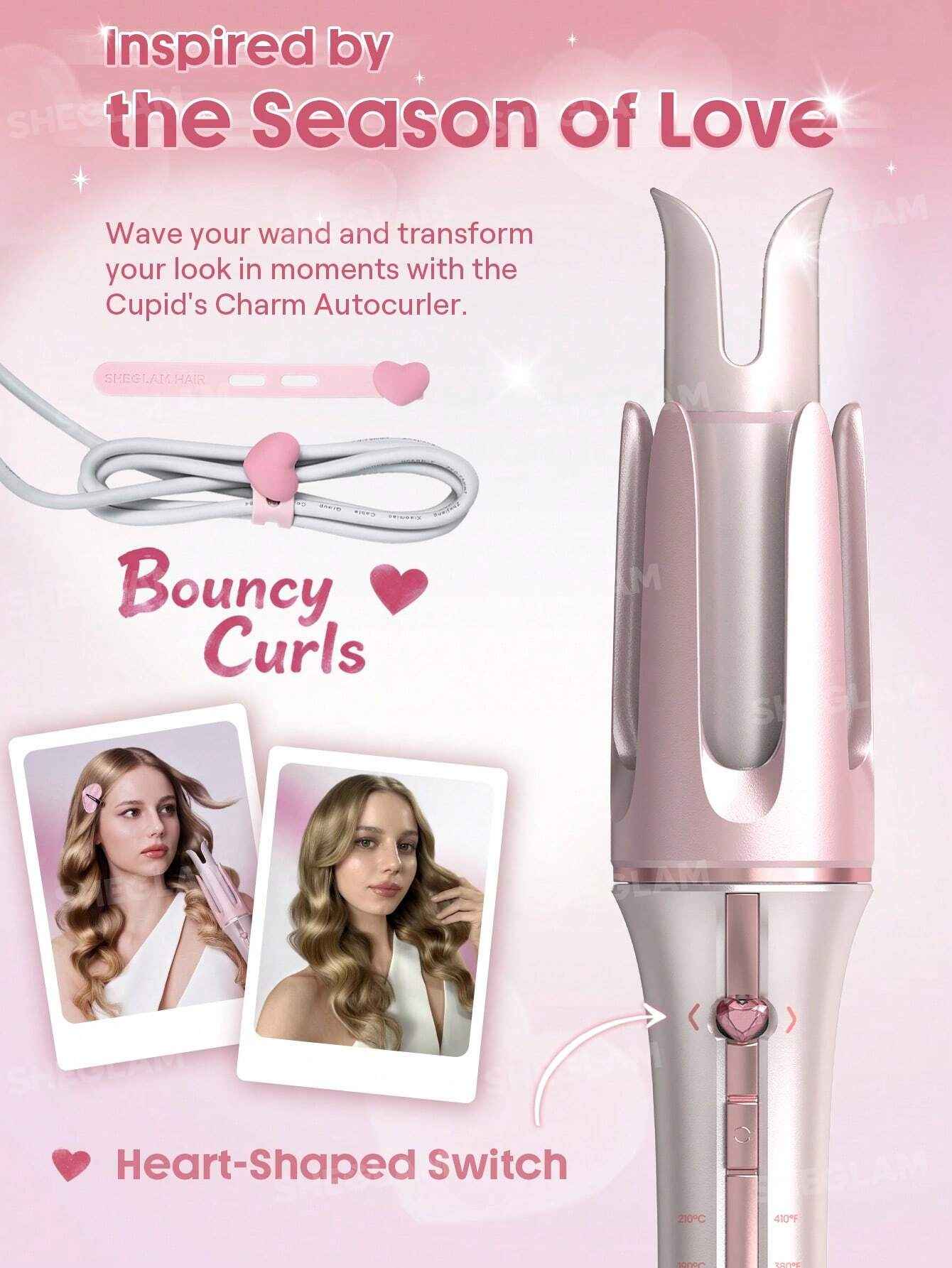 SHEGLAM Cupid’s Charm Automatic Hair Curler 32mm – Baby Pink (EU Plug) | Original in Pakistan