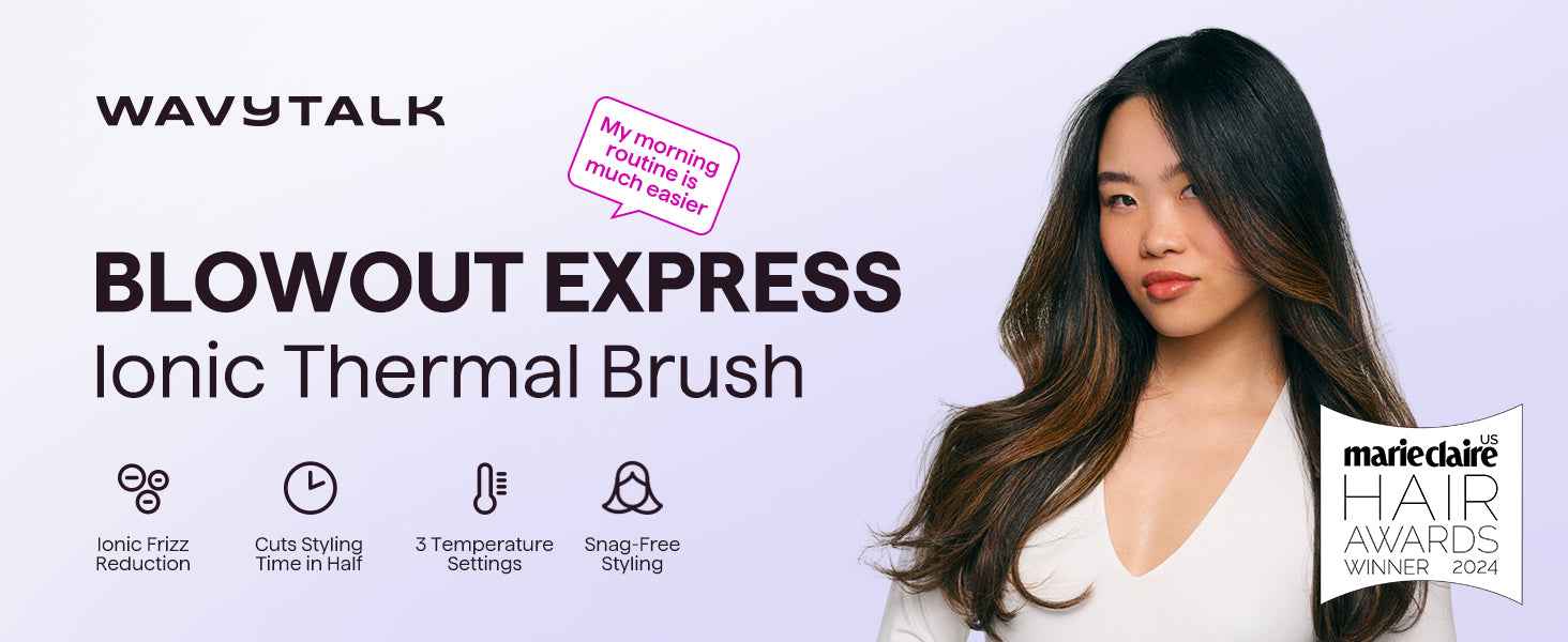 Wavytalk Thermal Brush, Blowout Express 1.7 Inch Blowout Brush - for long hair -Powder Room