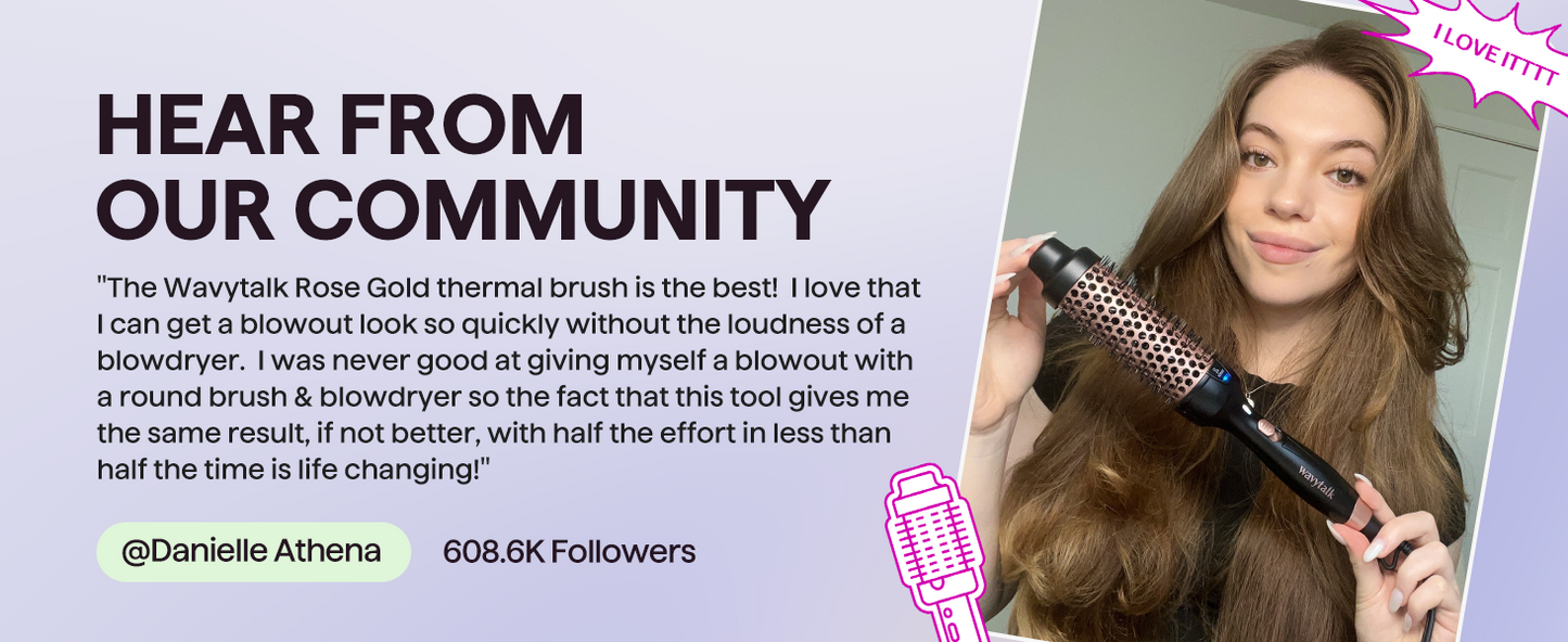 Wavytalk Thermal Brush, Blowout Express 1.7 Inch Blowout Brush - for long hair -Powder Room