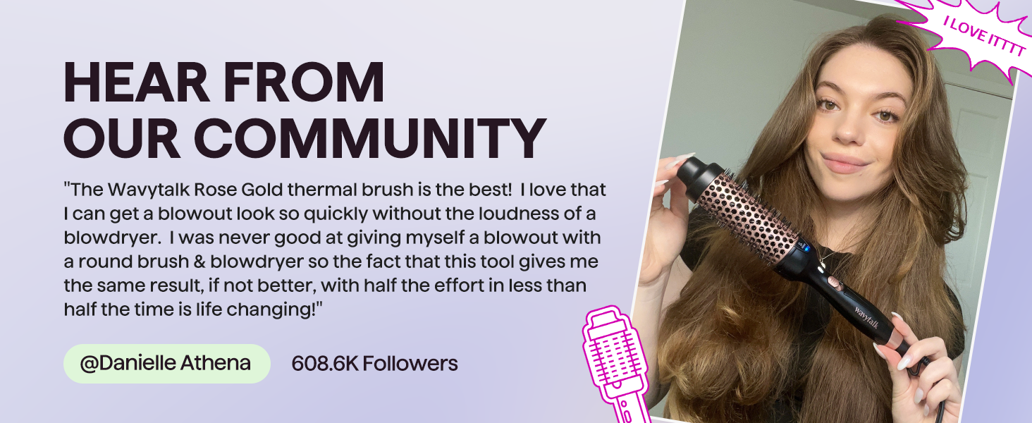 Wavytalk Thermal Brush, Blowout Express 1.7 Inch Blowout Brush - for long hair -Powder Room